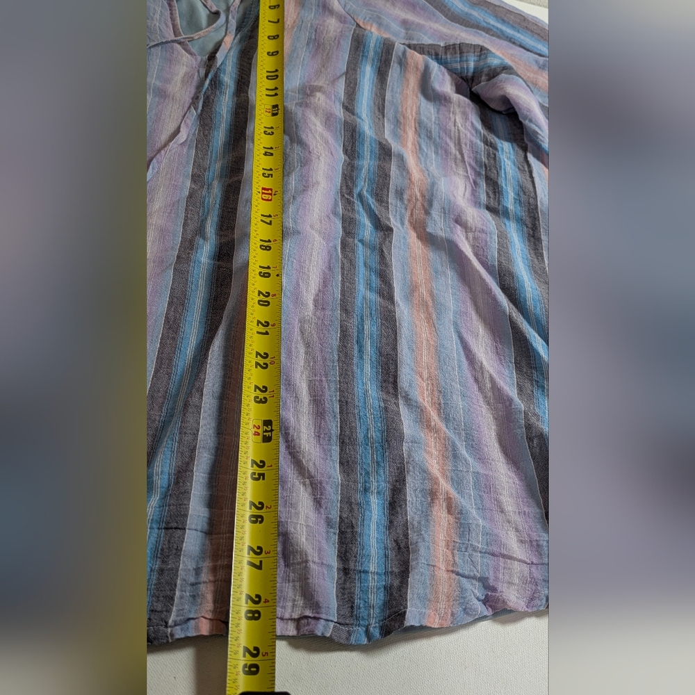 Lane Bryant Women Blue Multicolor Raglan Sleeve Striped Blouse Top Size 16 Lined - Picture 9 of 11